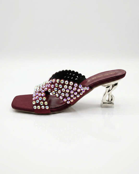 Maroon Midnight Crystal Luxe Mule