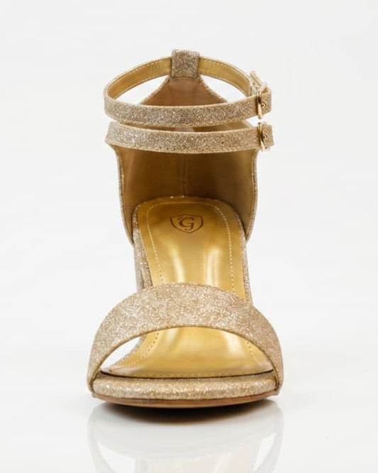 Glitzy golden sandals