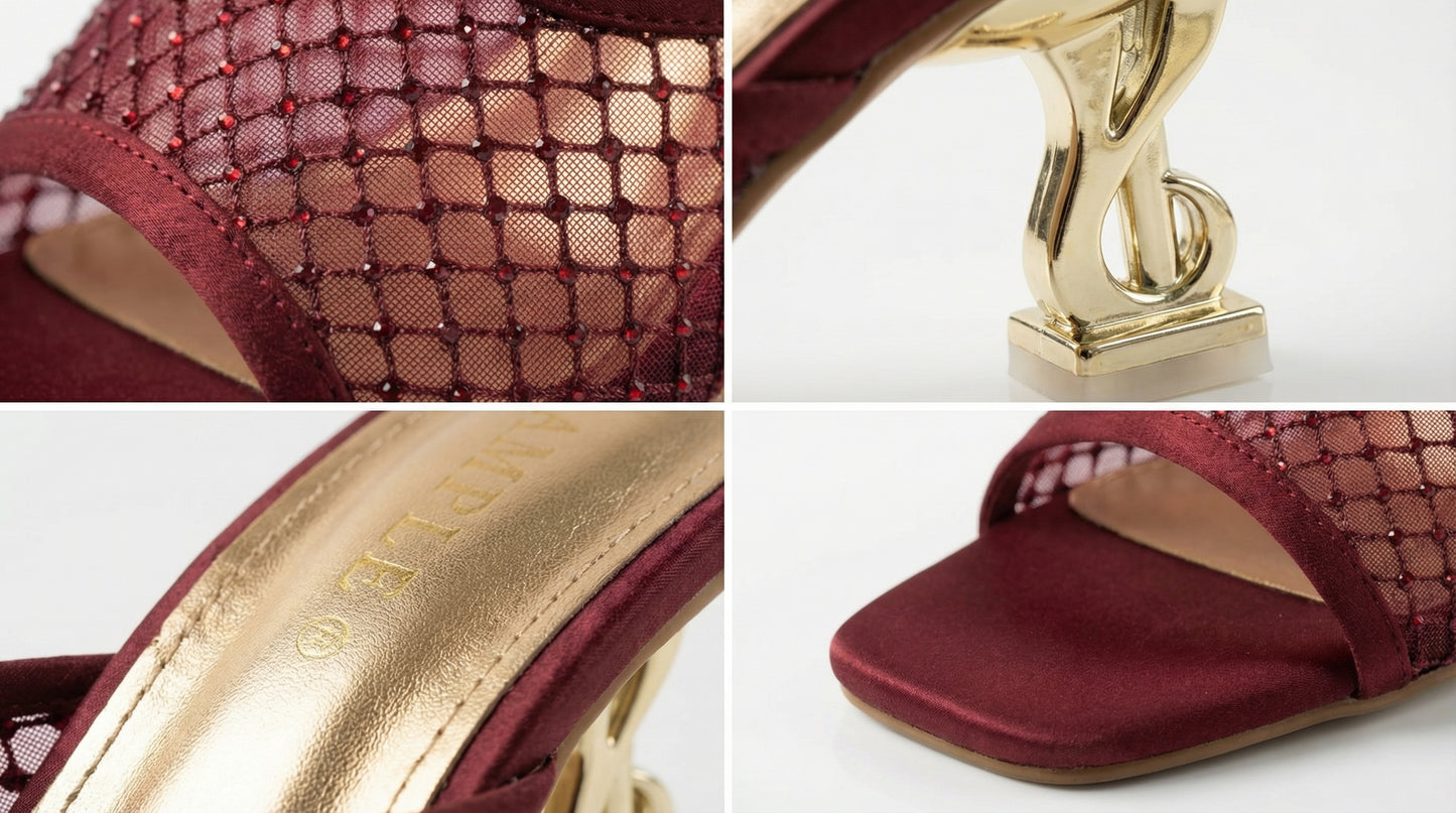 Elegant Maroon Open Toe Mules