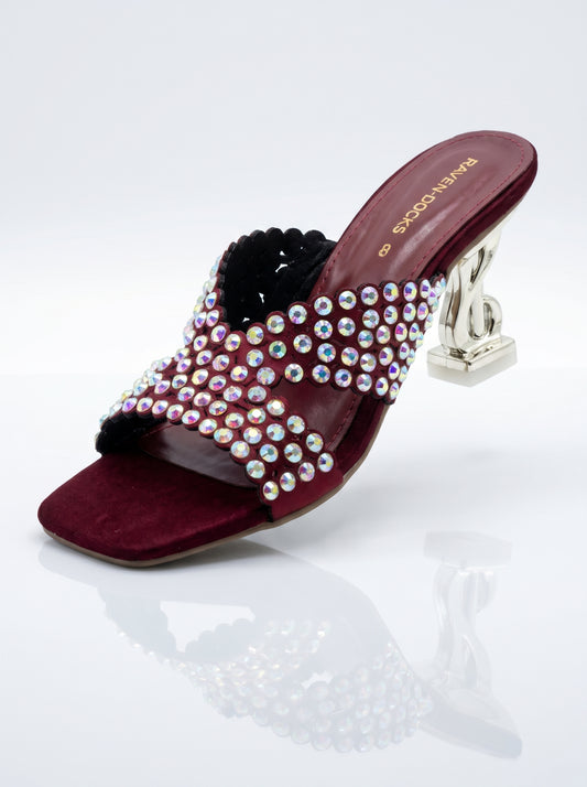 Maroon Midnight Crystal Luxe Mule