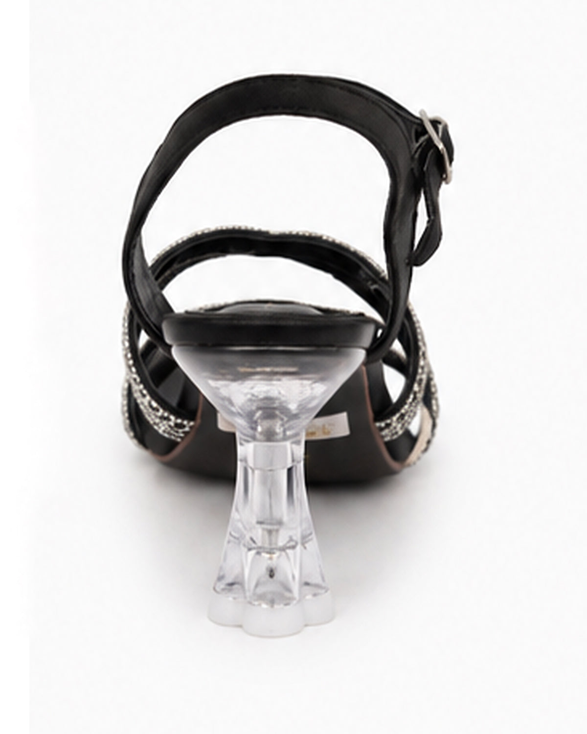 Black Braided Clear Heel Sandals