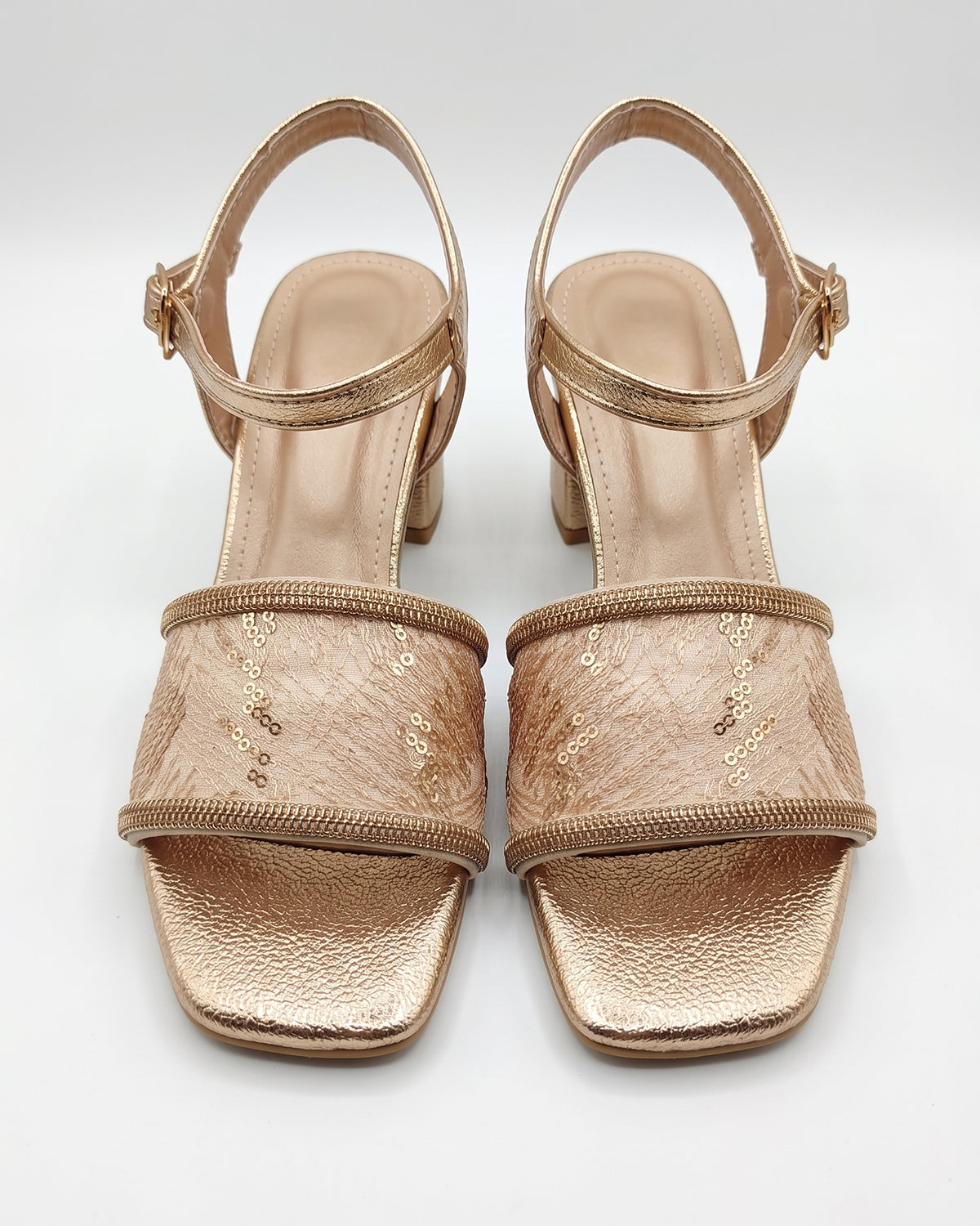 Champagne Crystal Mesh Heels (peach)