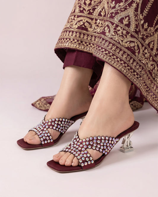 Maroon Midnight Crystal Luxe Mule
