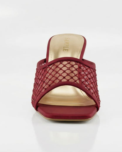 Elegant Maroon Open Toe Mules