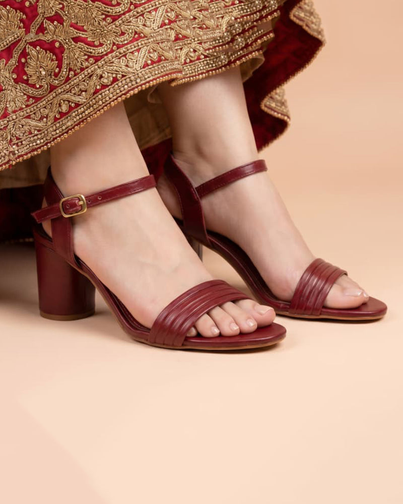 Maroon Strappy Sandals