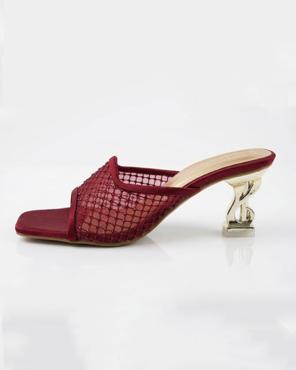 Elegant Maroon Open Toe Mules