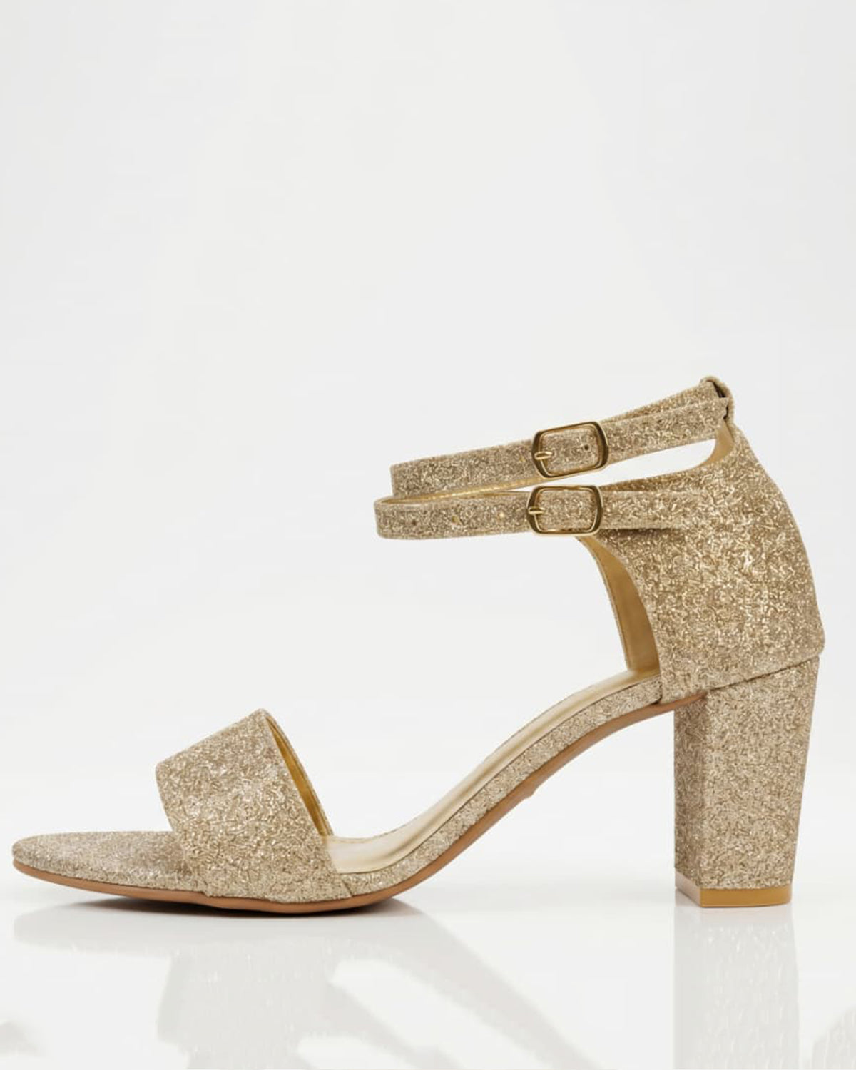 Glitzy golden sandals