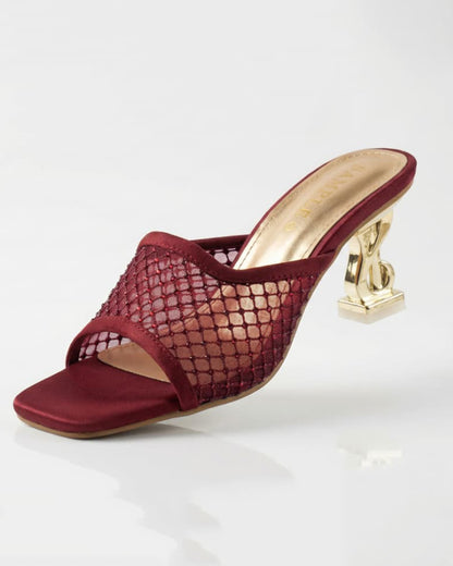 Elegant Maroon Open Toe Mules