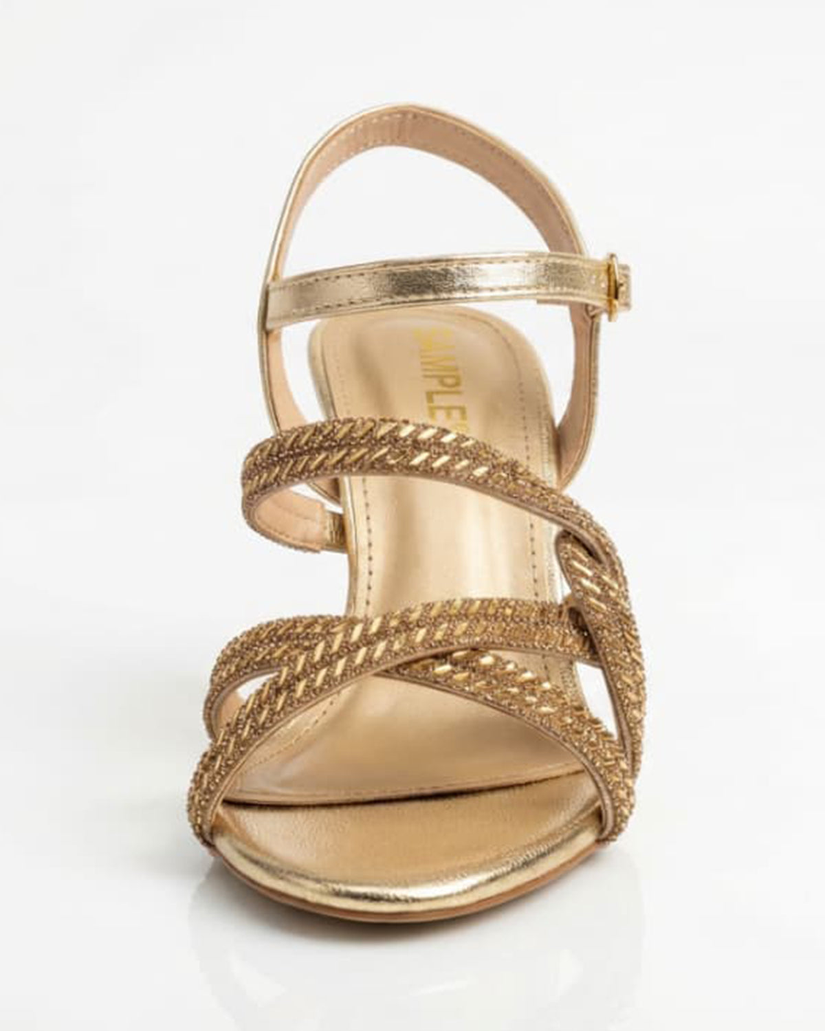 Golden Braided Clear Heel Sandals