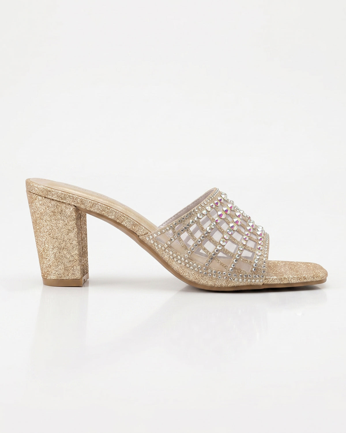 Champagne Crystal Mesh Heels (Golden)