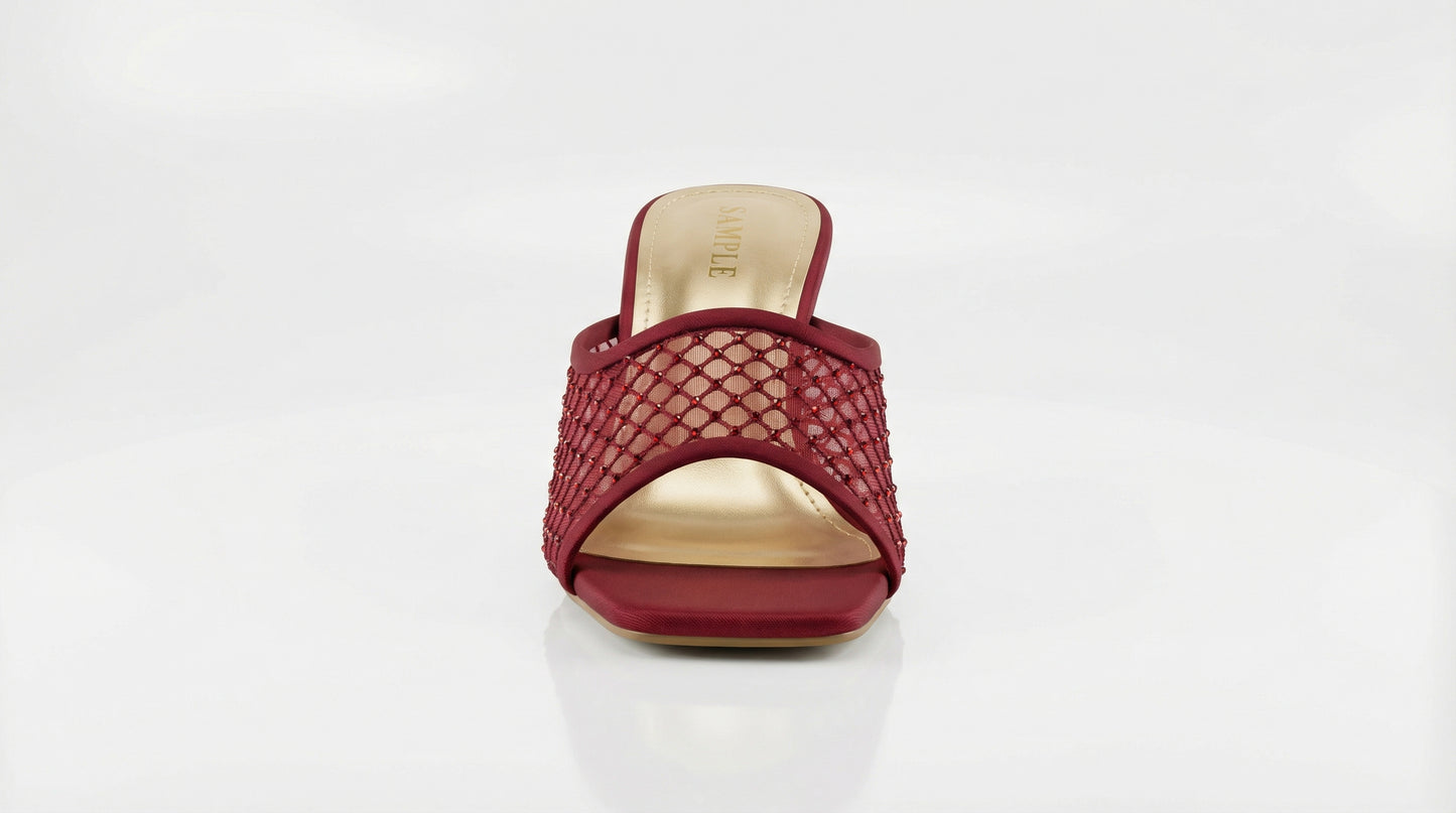 Elegant Maroon Open Toe Mules