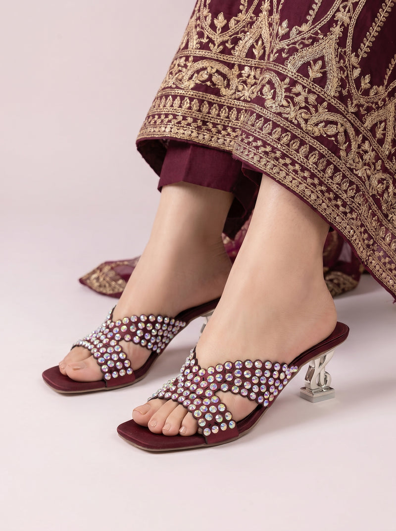 Maroon Midnight Crystal Luxe Mule