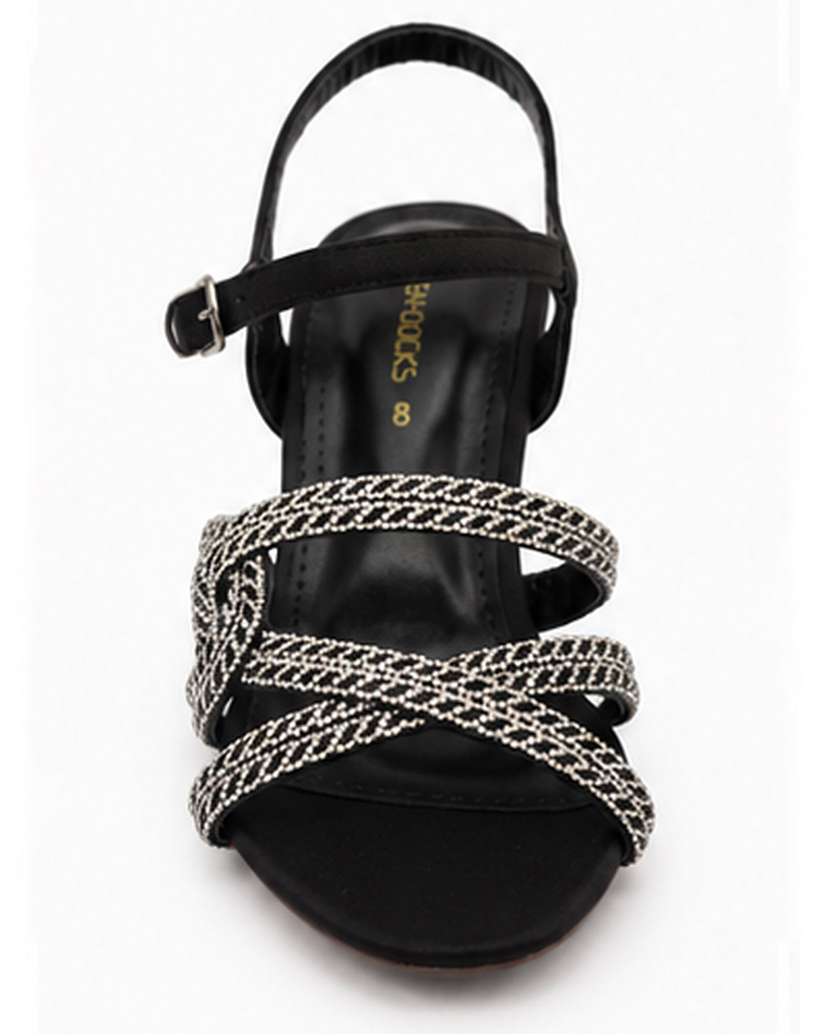 Black Braided Clear Heel Sandals