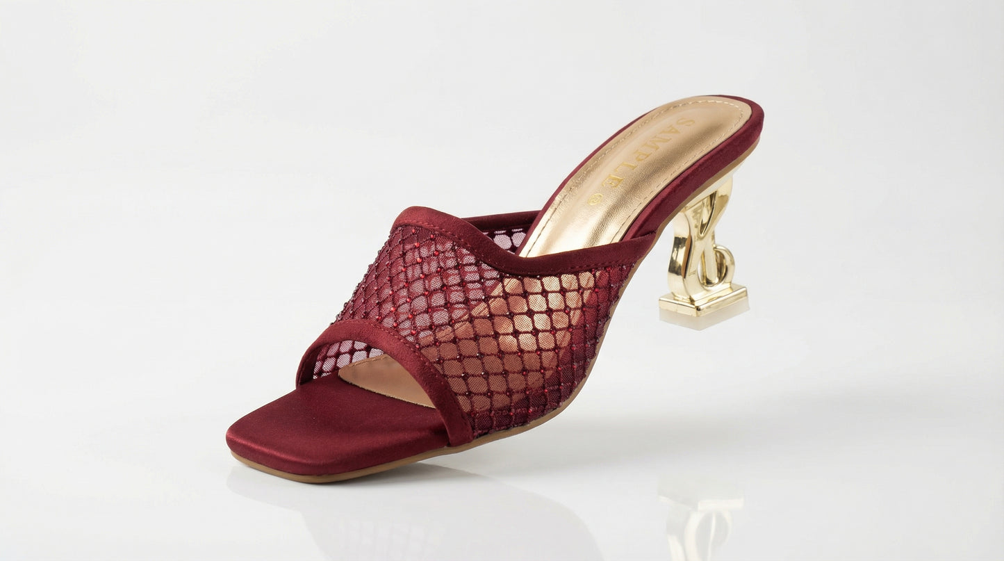 Elegant Maroon Open Toe Mules