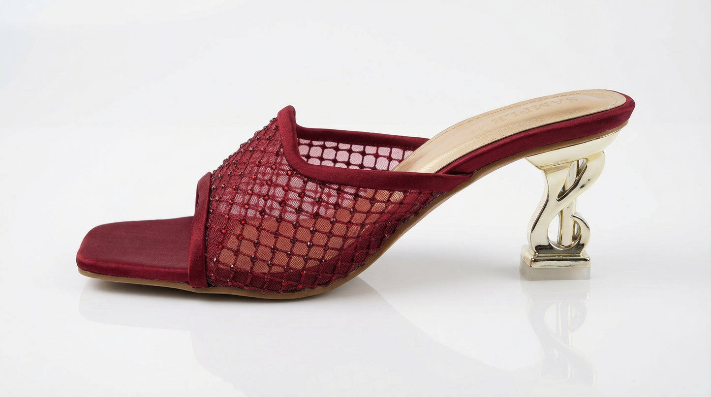 Elegant Maroon Open Toe Mules