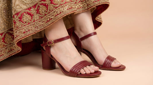 Dark Maroon Strappy Sandals