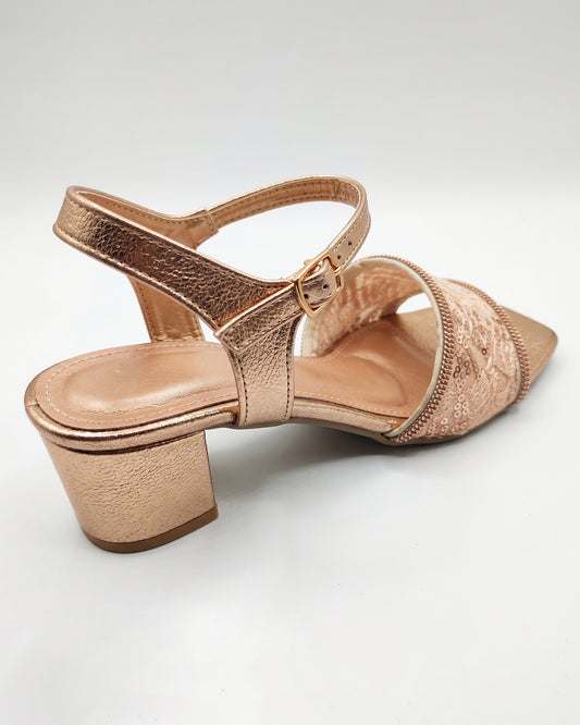 Champagne Crystal Mesh Heels (Golden)