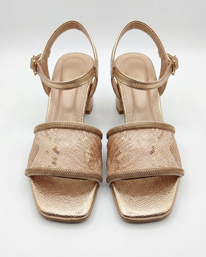 Champagne Crystal Mesh Heels (peach)