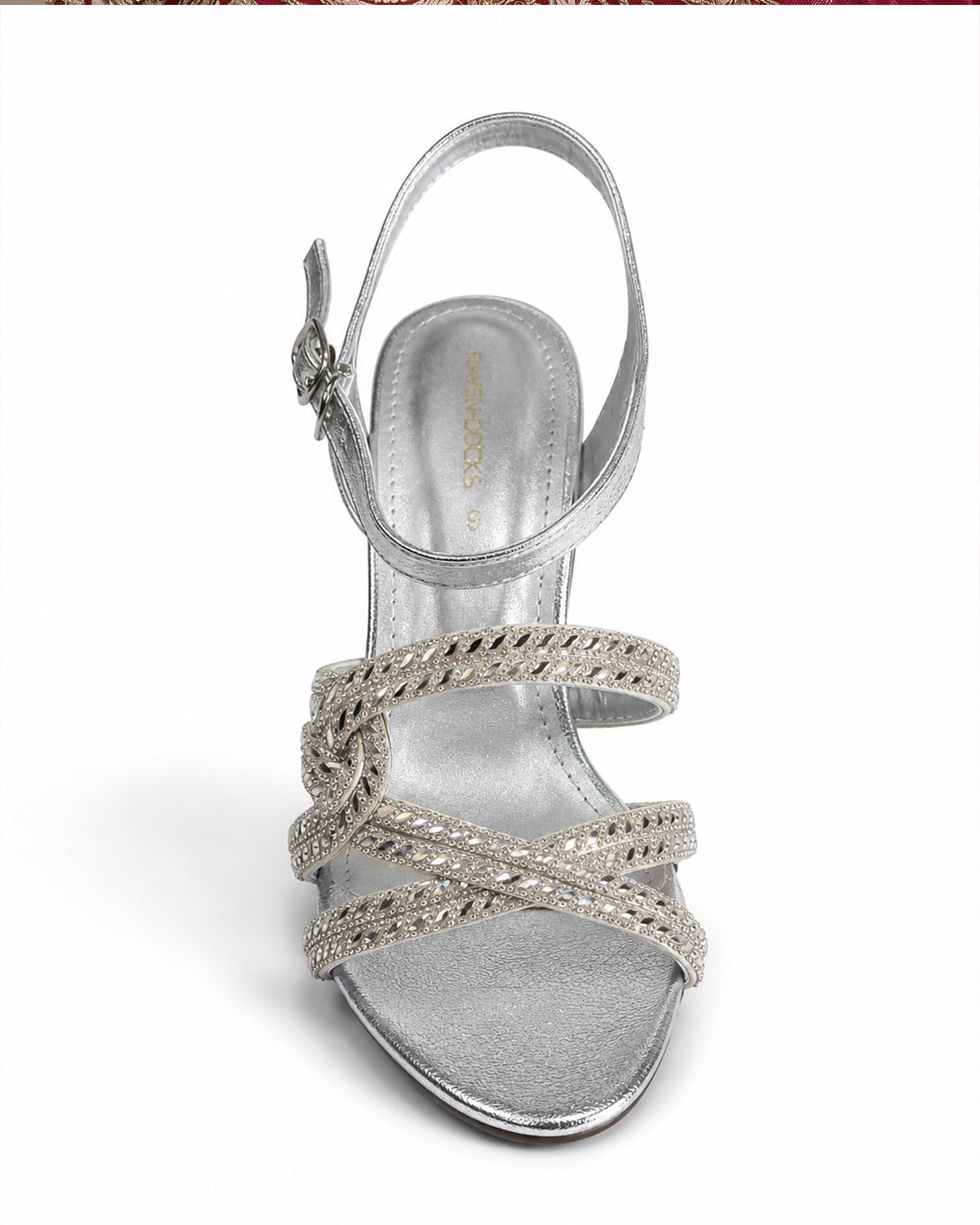 Silver Braided Clear Heel Sandals